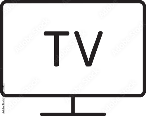 Simple Television Icon with Stand Flat Design Black and White Minimalist Style Modern Technology minimalist flat