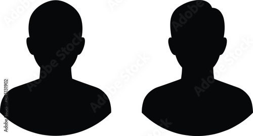Anonymous User Profile Silhouettes Generic Male and Female Avatars for Account Placeholders, Incognito Mode, Default Profile Pictures, and Privacy Concepts in Digital Interfaces