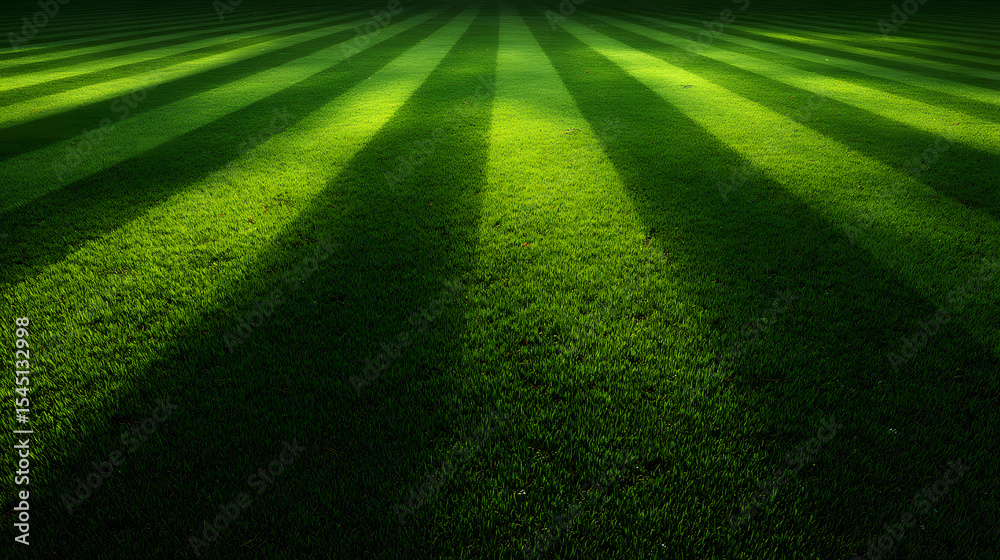 Naklejka premium Lush Green Grass Lawn Parallel Light Stripes parallel lines