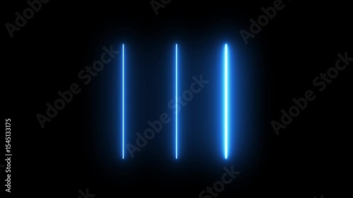Neon glowing line blinking animation. Colorful of neon line blaze glowing flashing animation loop random on a black background