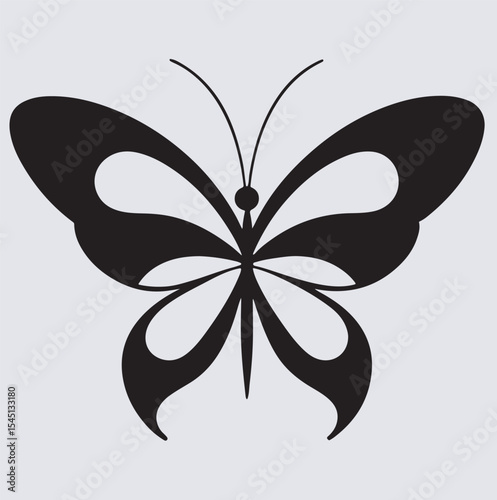 a butterfly with elegant shapes silhouette vector art illustration, butterfly on a white background