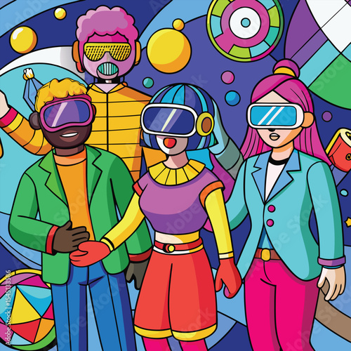 people are wearing VR glass