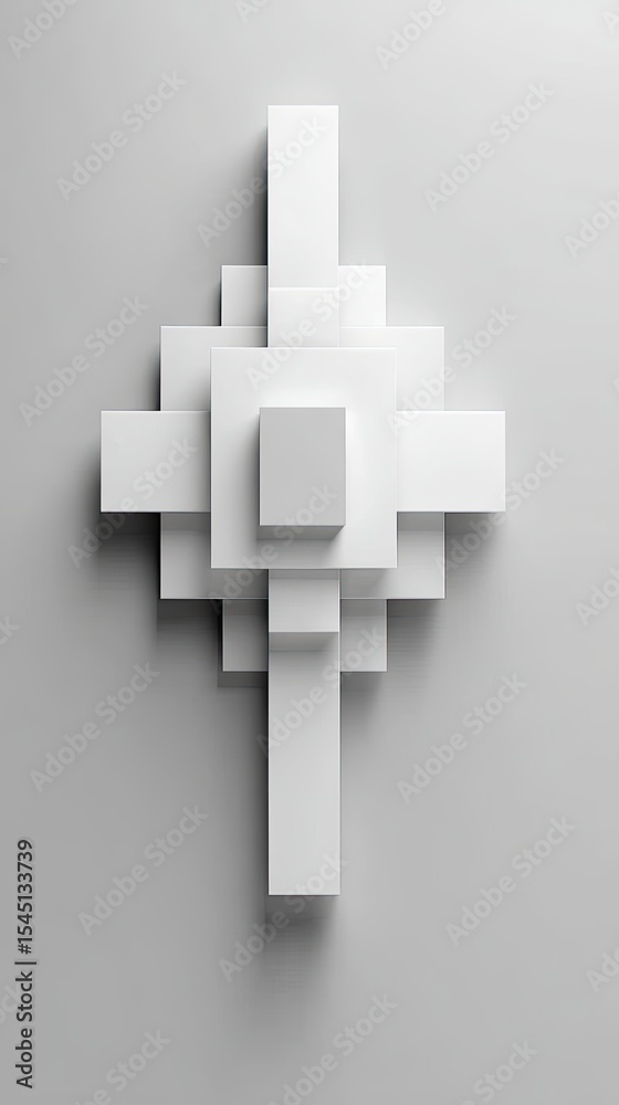 Obraz premium Symmetrical White Cubes 3D Abstract Minimalist Geometric Design