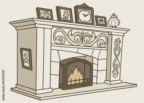 vector illustration of afireplace