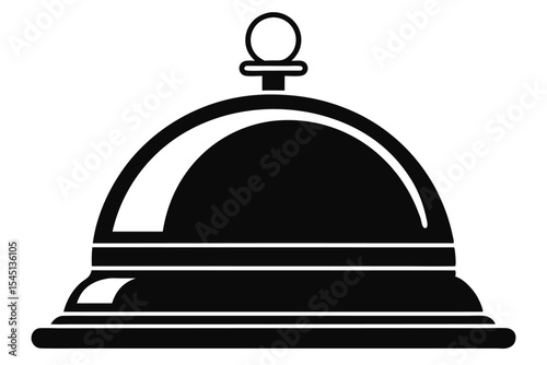 Black Silhouette Illustration of a Bell for Service and Assistance Symbol, Graphics