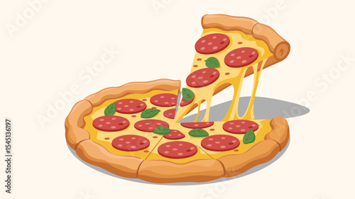 Delicious Pepperoni Pizza A Slice of Heaven, Melted Cheese & Savory Goodness