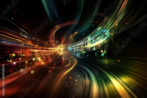 Abstract light trails background with vibrant colors creating dynamic visual effect and energy