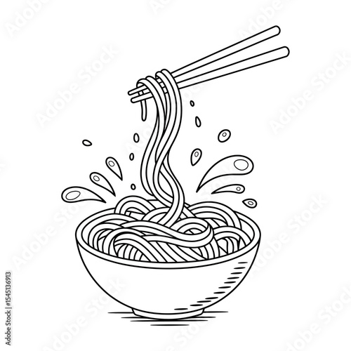 Delicious Noodles A Tasty Bowl of Asian Cuisine Illustration