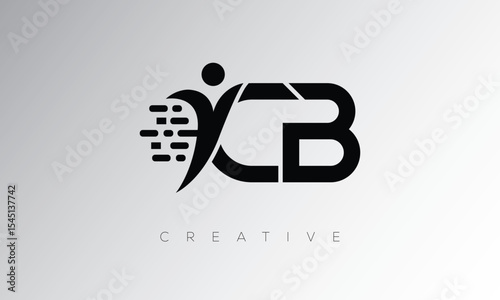CB Creative Digital Monogram Logo – Futuristic Letter mark Design Featuring Human Shape, Pixel Motion & Minimal Tech Style for Innovative Branding Identity