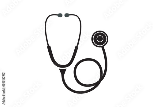 Stethoscope medical symbol. Stethoscope silhouette design isolated on white background. 