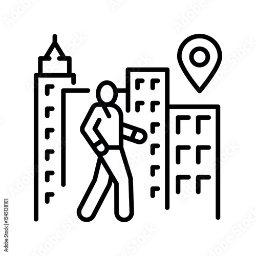 city explorer black line icon.