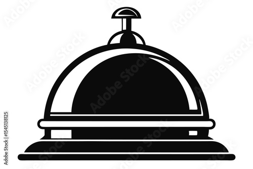 Black and White Illustration of a Reception Bell for Hotel Service Needs