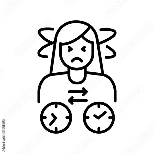jet lag crew black line icon.