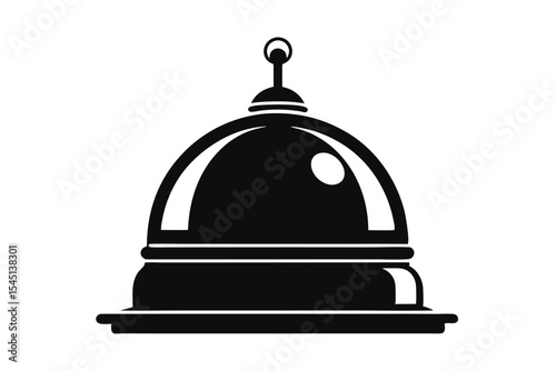 Black and White Graphic Featuring a Simple Illustration of a Service Bell Icon