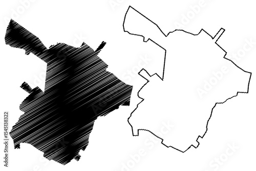 Ganja City (Republic of Azerbaijan) map vector illustration, scribble sketch City of Elisabethpol or Kirovabad map