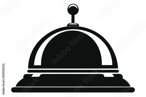 Black and White Illustration of a Vintage Hotel Bell for Service Assistance