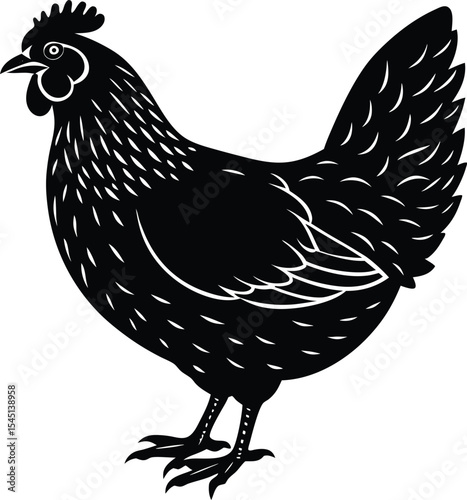 Chicken Silhouette Vector Icon Isolated On White Background 