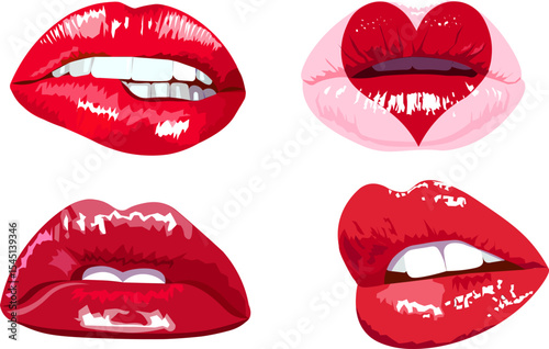 beautiful female lips set