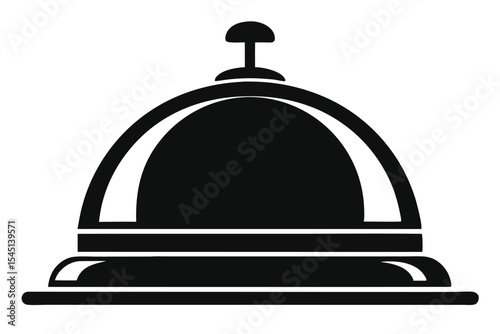 Black and White Graphic Illustration Depicting a Reception Bell with a Round Dome