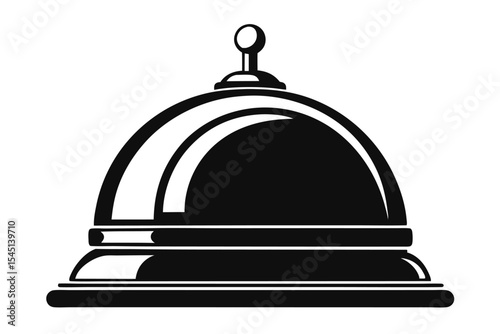 Black and White Illustration of a Service Bell for Concierge Hotel or Restaurant