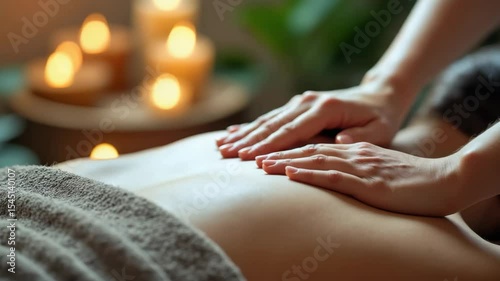 Wallpaper Mural Relaxing Spa Massage Therapy with Candlelight Ambiance, Gentle Hands Massaging Back, Calming Wellness Retreat, Soothing Relaxation, Candle Massage, Hand Therapy, Stress Relief, Tranquil Atmosphere Torontodigital.ca