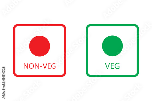 Veg Non-Veg Icons. colorful veg and non-veg symbol.
