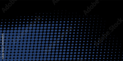 Flowing dot particles light wave pattern halftone blue and green gradient smooth curve shape isolated on black background. Vector in concept of technology, science, music,modern