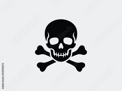 Black Skull and Crossbones Icon Simple Graphic symbol