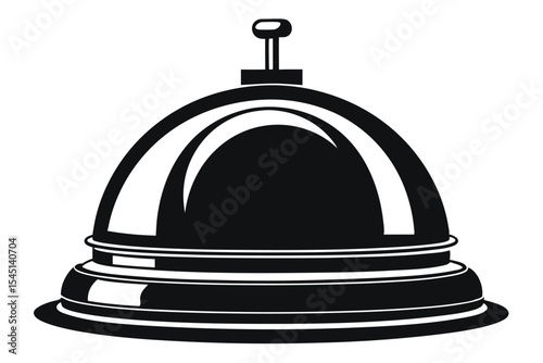 Black Illustration of a Reception Bell with a Button and Grooved Base
