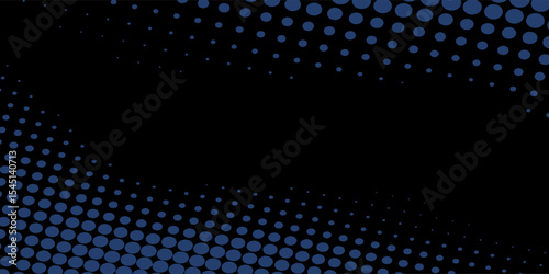 Flowing dot particles light wave pattern halftone blue and green gradient smooth curve shape isolated on black background. Vector in concept of technology, science, music,modern