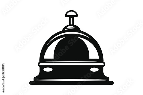 Silhouette of Black Bellhop Hotel Bell with Push Button on Top