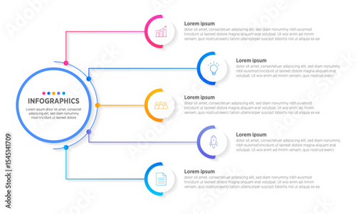 Modern Vector infographic label design with circle infographic template design and 5 options or steps. Can be used for process diagram, presentations, workflow layout, banner, flow chart, info graph.