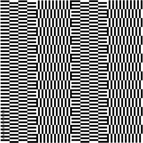Geometric Black and White Seamless Pattern – Optical Illusion Vector Background