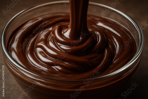 Opulent Chocolate Ganache Swirl in an Elegant Glass Bowl of Pure Indulgence