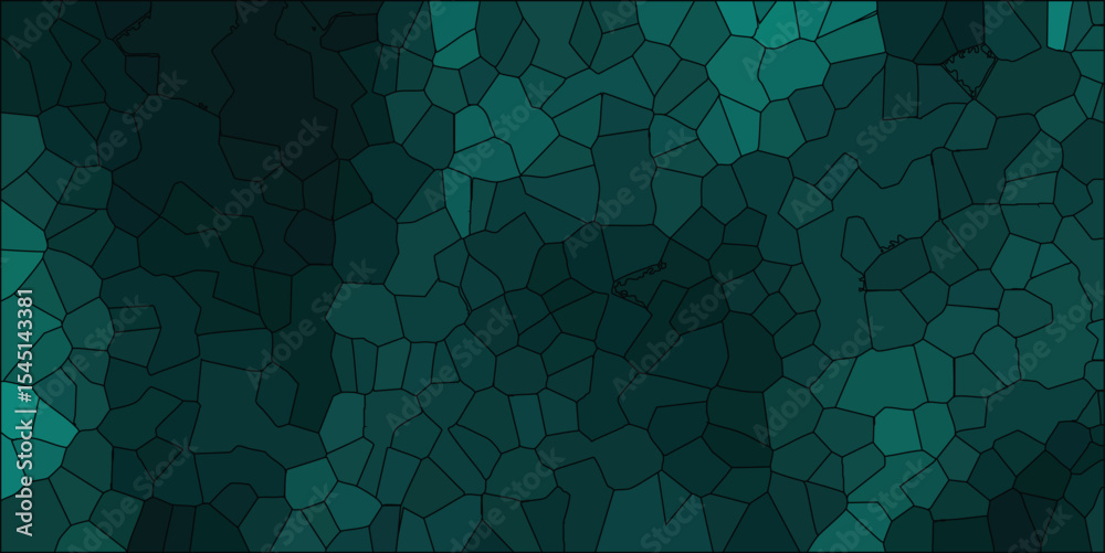 Obraz premium Abstract geometric mosaic background in shades of teal with black outlines and a gradient effect suitable for design