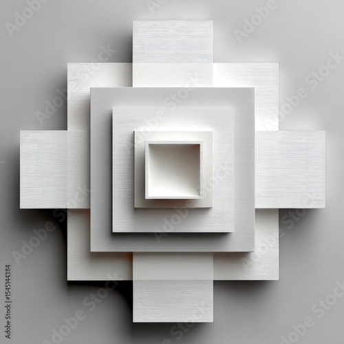 Abstract 3D Geometric Composition with Subtle Shadows