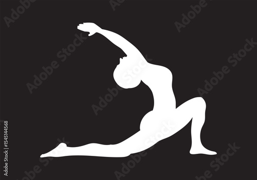 Slim sportive young woman & man doing yoga & fitness exercises. Healthy lifestyle. Exercise and fitness icons. Gym and Workout Set. Person Yoga exercises poses. Lunges, Pushups, Squats, Dumbbell rows,