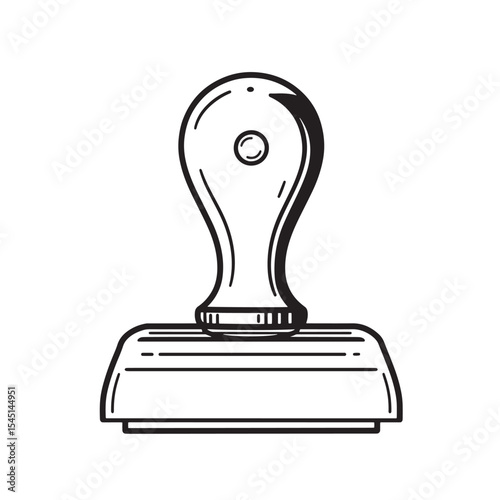 Hand drawn vintage art silhouette of a classic rubber stamp for office usage