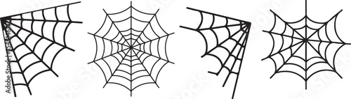 Set of spider web silhouette for halloween. Scary arachnid web, Spider Web silhouette vector