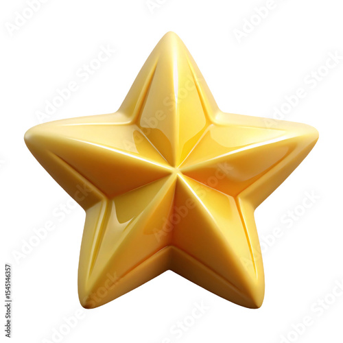 Shiny golden star 3d render isolated on transparent background