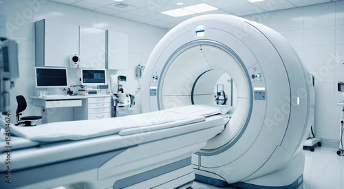 Modern magnetic resonance imaging mri machine and examination room interior