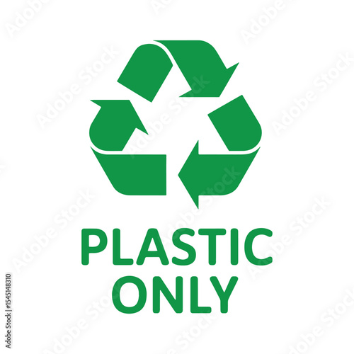 Recycling Symbol Emphasizing Plastic Only in Green Promoting Sustainable Waste Management Practices and Encouraging Responsible Disposal
