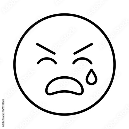 angry crying face emoji line art
