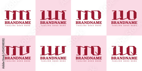Letters MN WN MV WV MO WO MQ WQ Monogram Logo Set