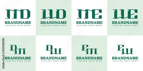 Letters MD DM WD DW ME EM WE EW Monogram Logo Set