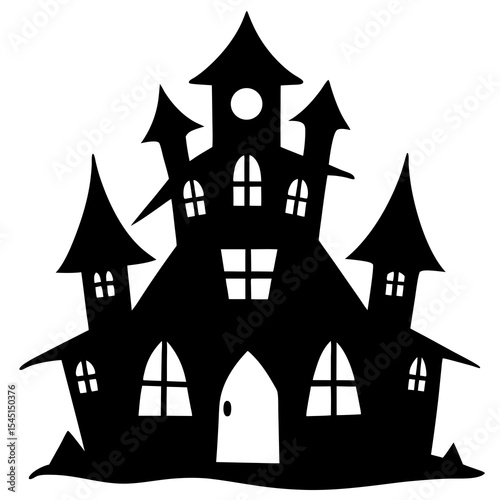 halloween castle with moon