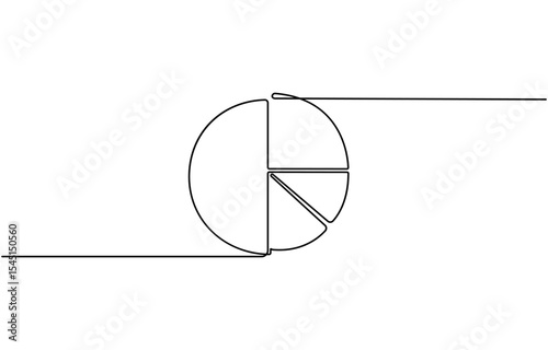 Continuous line drawing of pie chart. Business concept, Continuous line drawing of pie chart, Growth graph. Object one line, single line art, vector illustration.