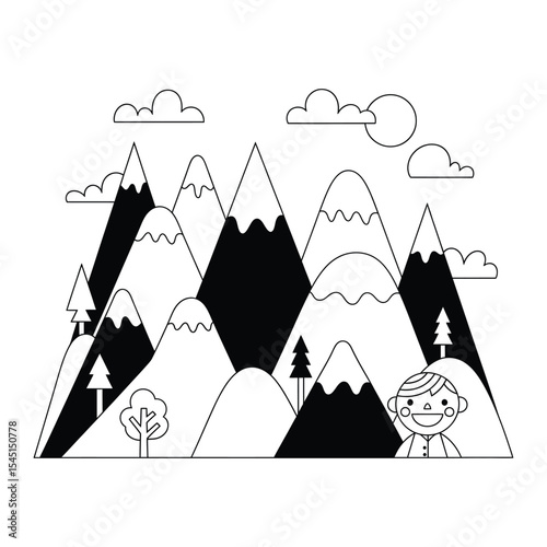 Scenic Mountain Landscape with Happy Person