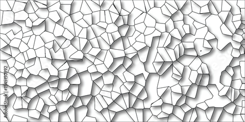 Abstract geometric pattern with a cellular structure in black and white creating a dynamic and textured design suitable for digital or print media use