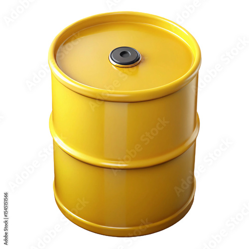 Yellow oil barrel isolated on transparent background